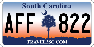 SC license plate AFF822