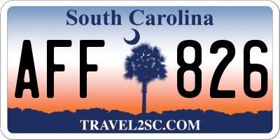 SC license plate AFF826