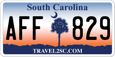 SC license plate AFF829