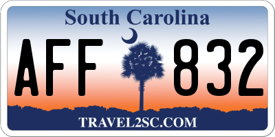 SC license plate AFF832