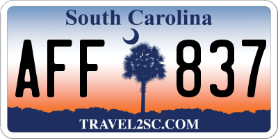 SC license plate AFF837
