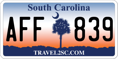 SC license plate AFF839