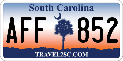 SC license plate AFF852