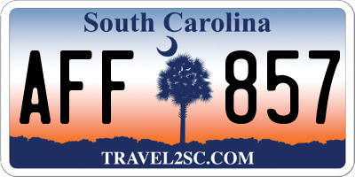 SC license plate AFF857