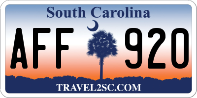 SC license plate AFF920