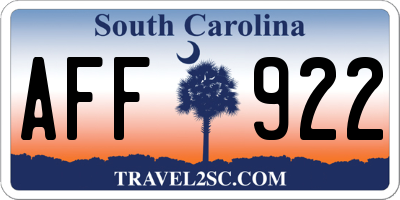 SC license plate AFF922
