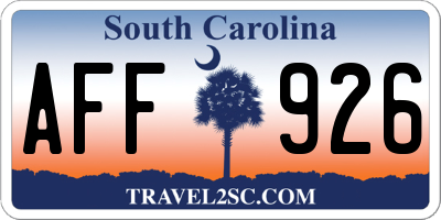 SC license plate AFF926