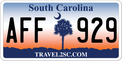 SC license plate AFF929
