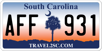SC license plate AFF931