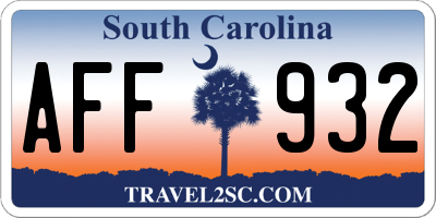 SC license plate AFF932