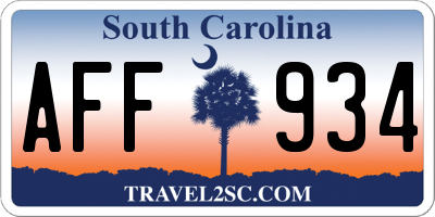 SC license plate AFF934