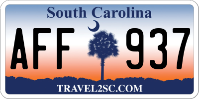 SC license plate AFF937