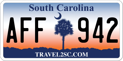 SC license plate AFF942