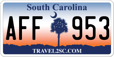 SC license plate AFF953