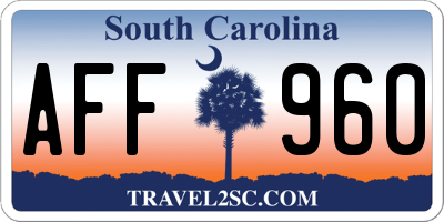 SC license plate AFF960