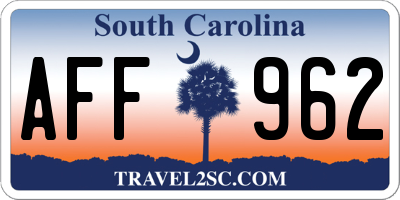 SC license plate AFF962