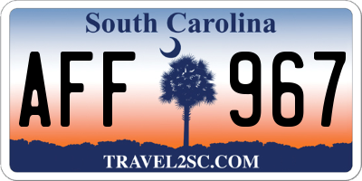 SC license plate AFF967