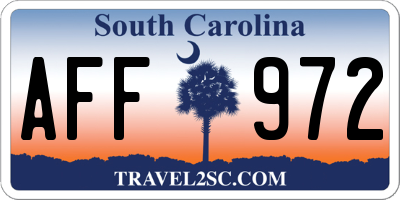 SC license plate AFF972