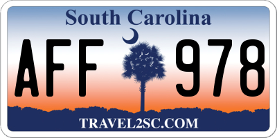 SC license plate AFF978