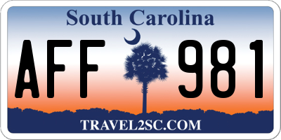 SC license plate AFF981