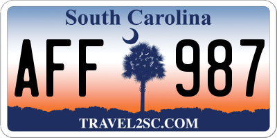 SC license plate AFF987