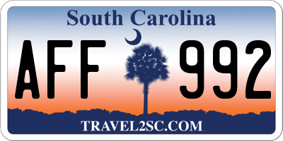 SC license plate AFF992