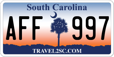SC license plate AFF997