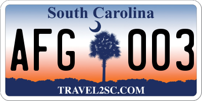 SC license plate AFG003