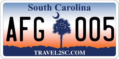 SC license plate AFG005