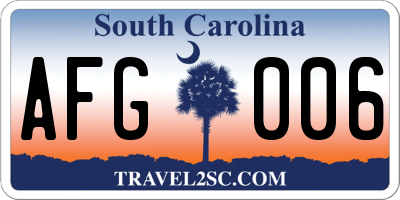 SC license plate AFG006