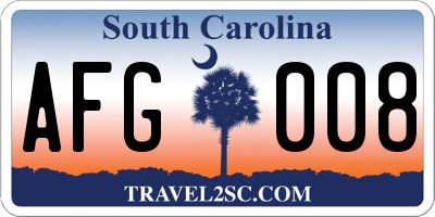 SC license plate AFG008