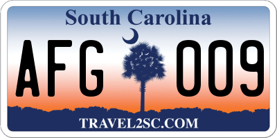 SC license plate AFG009