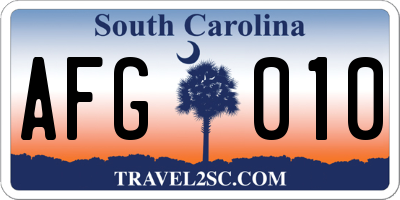SC license plate AFG010