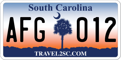 SC license plate AFG012