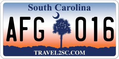 SC license plate AFG016