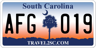 SC license plate AFG019