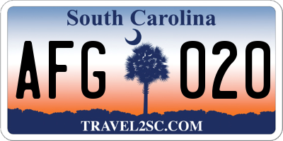 SC license plate AFG020