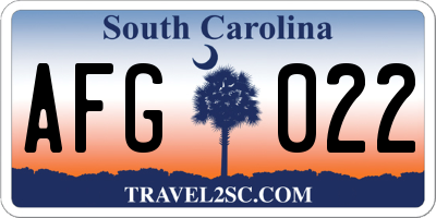 SC license plate AFG022