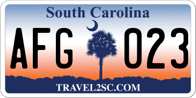 SC license plate AFG023