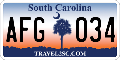 SC license plate AFG034