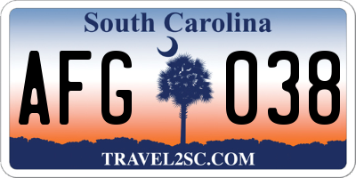 SC license plate AFG038
