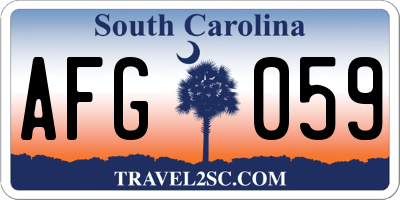 SC license plate AFG059