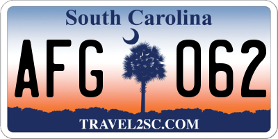 SC license plate AFG062