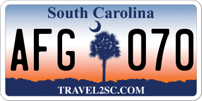 SC license plate AFG070