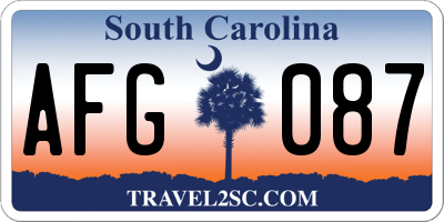SC license plate AFG087