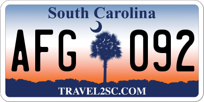 SC license plate AFG092
