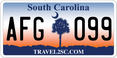 SC license plate AFG099
