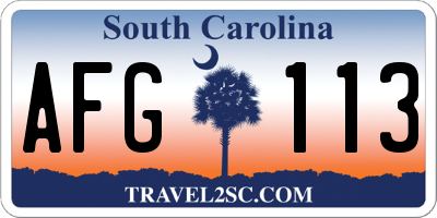 SC license plate AFG113