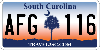 SC license plate AFG116