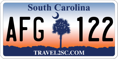 SC license plate AFG122